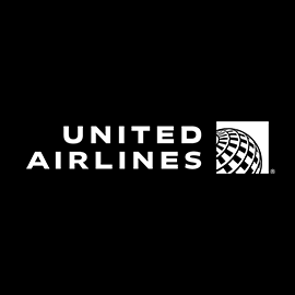 United Airlines logo on a black background.