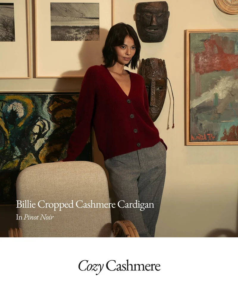 Billie Cropped Cashmere Cardigan In Pinot Noir