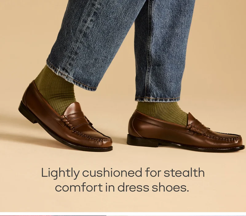 LIGHTLY CUSHIONED FOR STEALTH COMFORT IN DRESS SHOES.