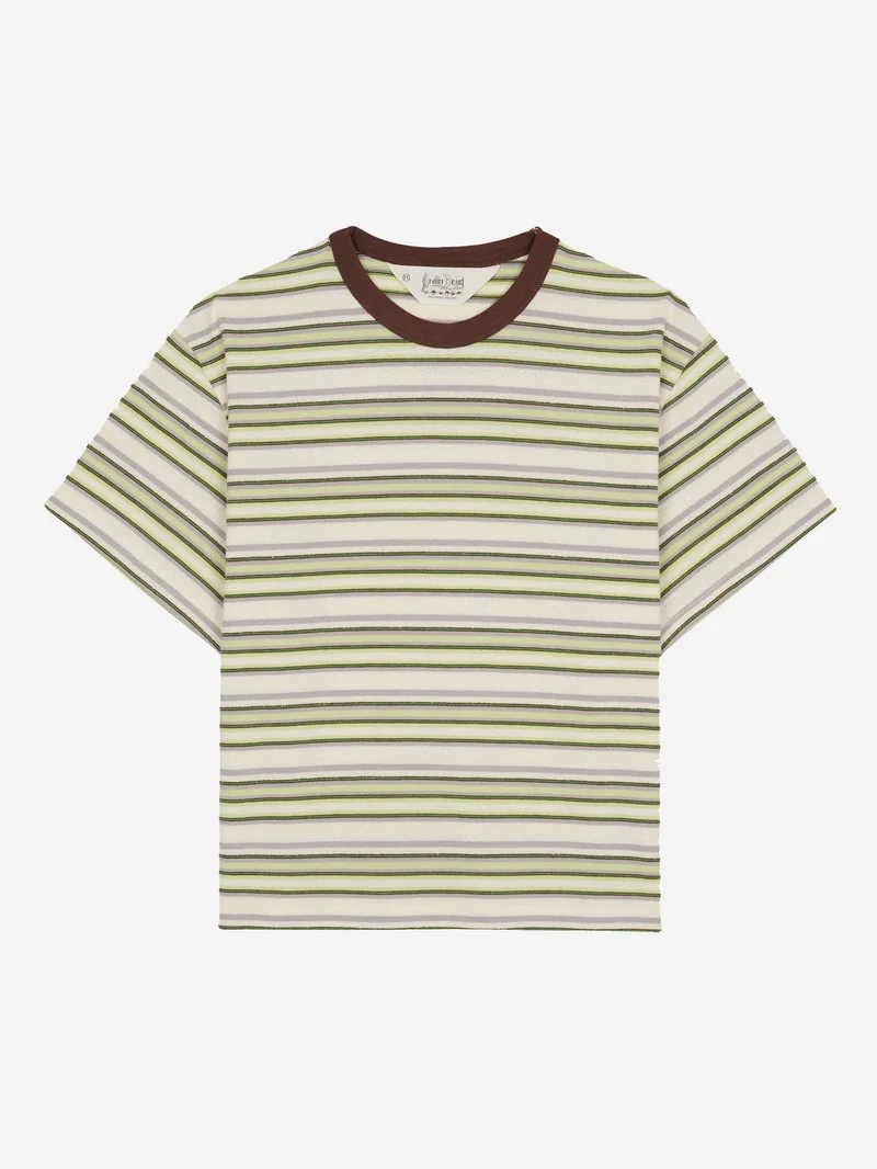 Image of Brain Dead Looped Stripe T-shirt - Green Multi
