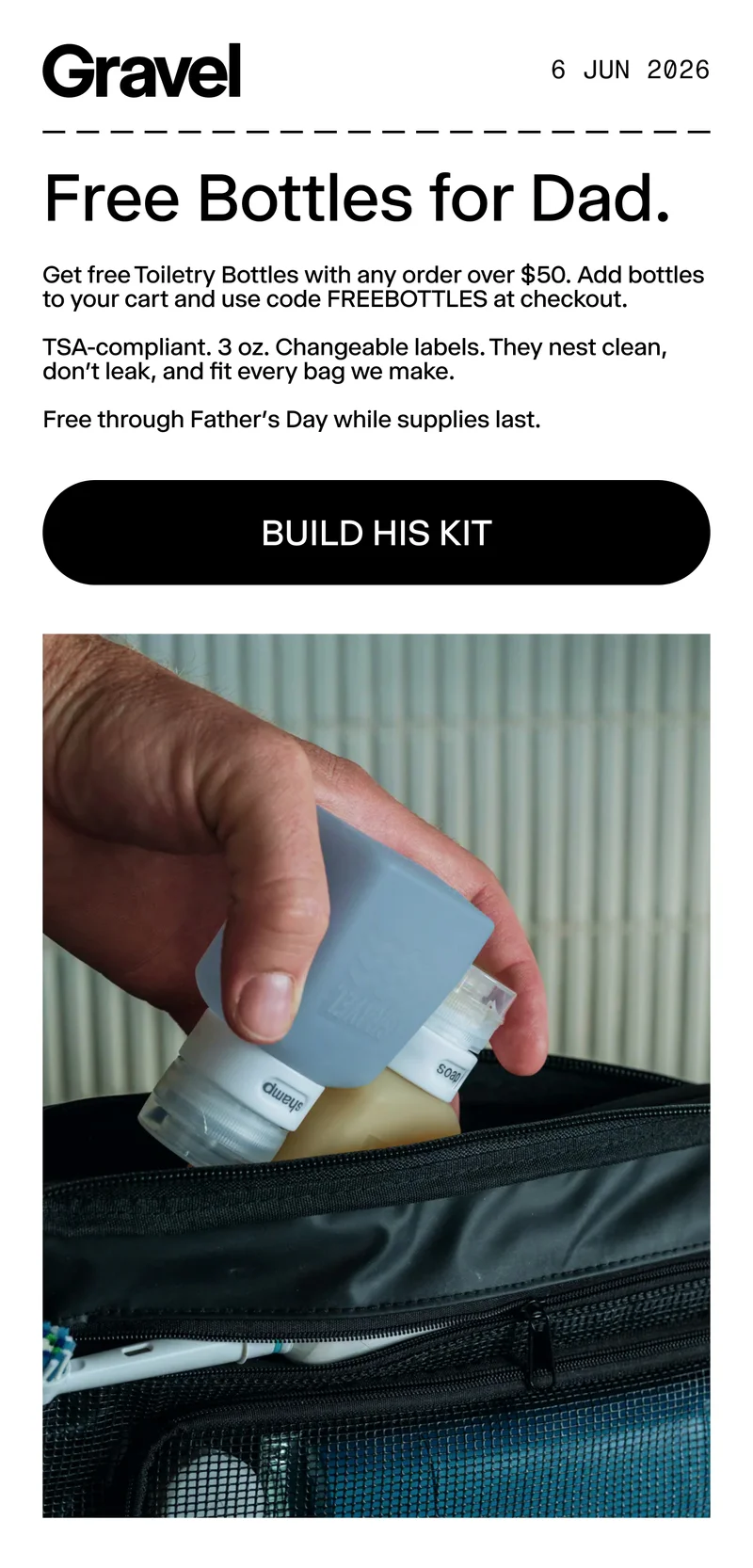 Gravel | Free bottles using code FREEBOTTLES on orders over $50 Gravel | Free bottles using code FREEBOTTLES on orders over $50