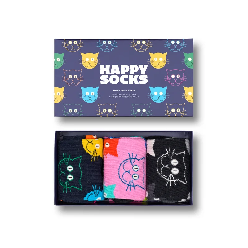 3-Pack Mixed Cat Socks Gift Set