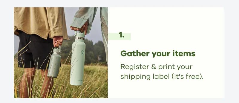 1. Gather your items.  Register & print your shipping label (it's free).