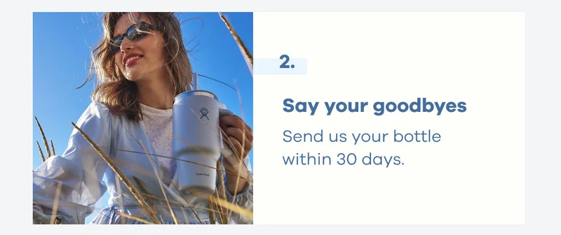 2. Say your goodbyes. Send us your bottle within 30 days.