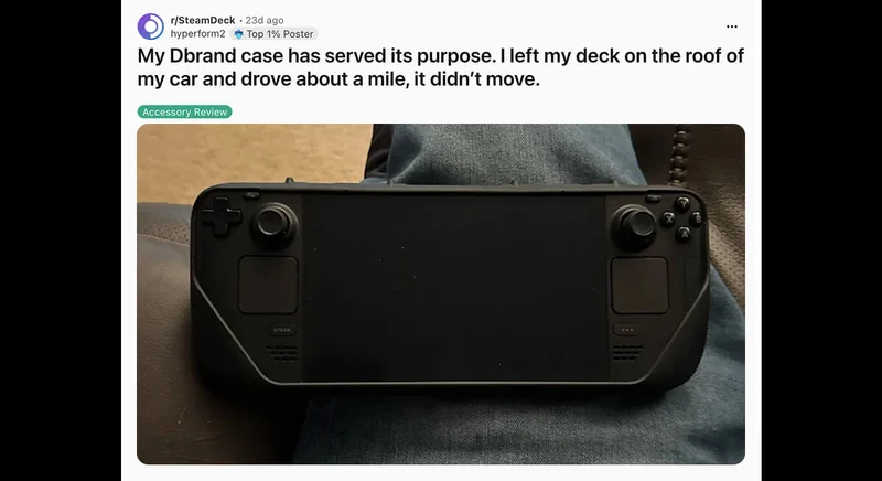 u/hyperform2 on Reddit: "I left my (Steam) Deck on the roof of my car and drove about a mile, it didn't move."