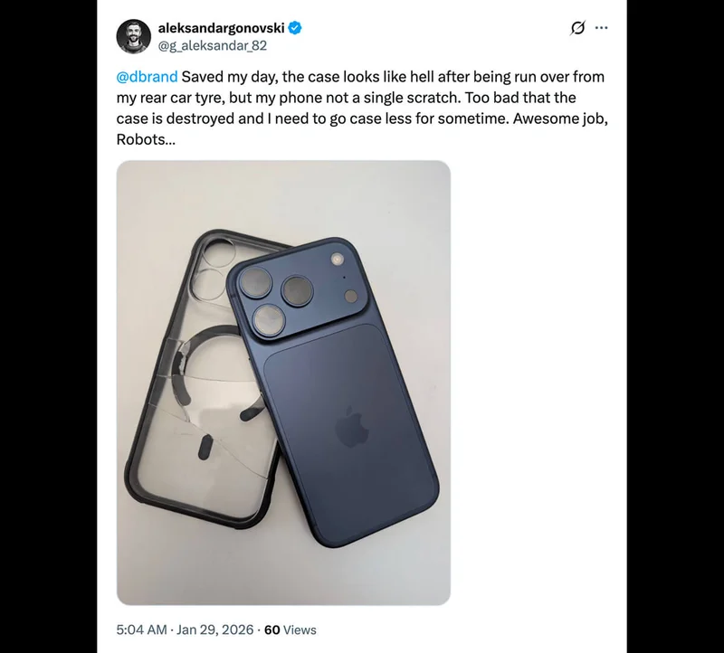 @g_aleksandar_82 on Twitter: "@dbrand saved my day, the case looks like hell after being run over from my rear car tyre, but my phone not a single scratch."