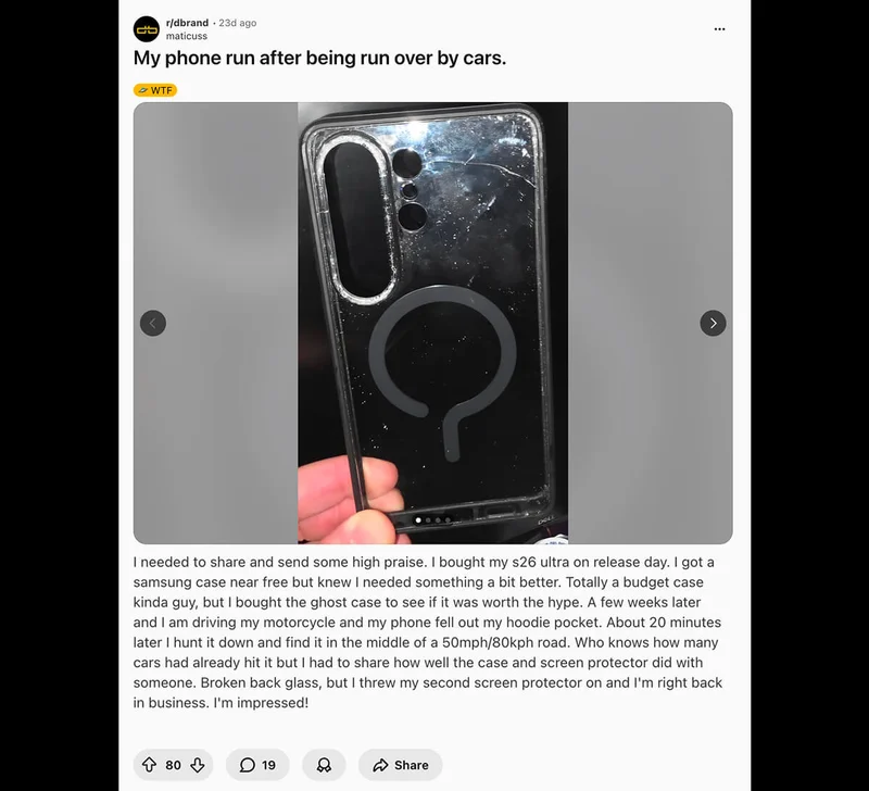 u/maticuss on Reddit: "My phone run after being run over by cars."