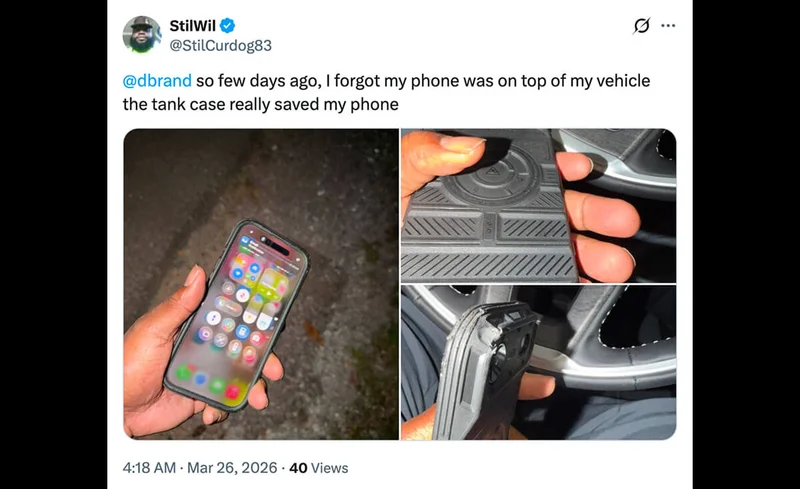 @StilCurdog83 on Twitter: "I forgot my phone was on top of my vehicle. The Tank Case really saved my phone"