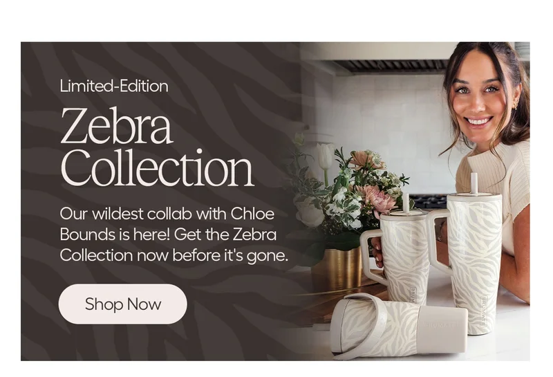 Limited-Edition, Zebra Collection. Our wildest collab with Chloe Bounds is here! Get the Zebra Collection now before it's gone. - Shop Now