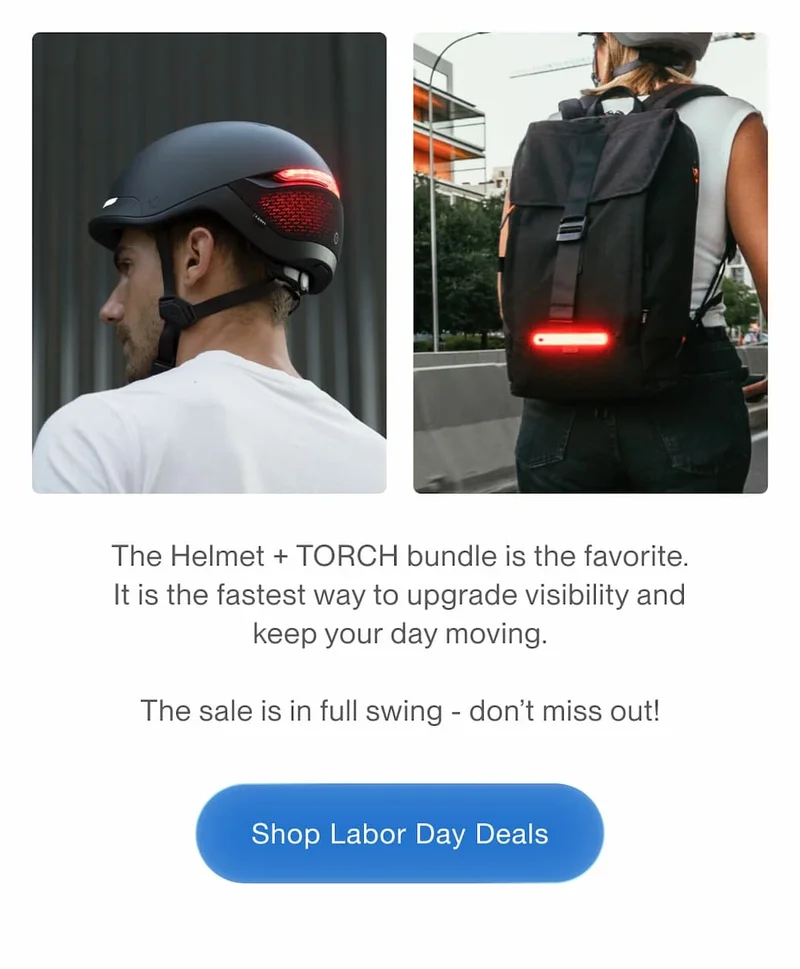 UNIT 1 smart helmet and Torch backpack with integrated lights. Unlock Labor Day Deals.