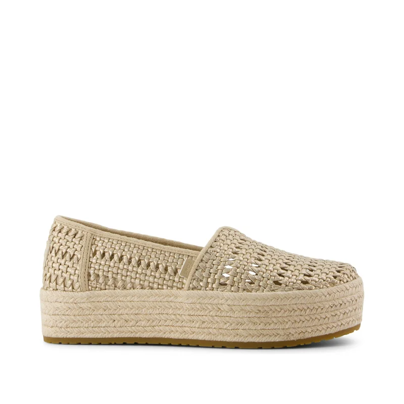 Image of Valencia Platform Espadrille Champagne Metallic Basket Weave