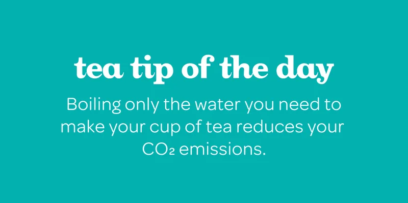 Tea Tip of the Day - Boiling only the water you need to make your cup of tea reduces your CO2 emissions.