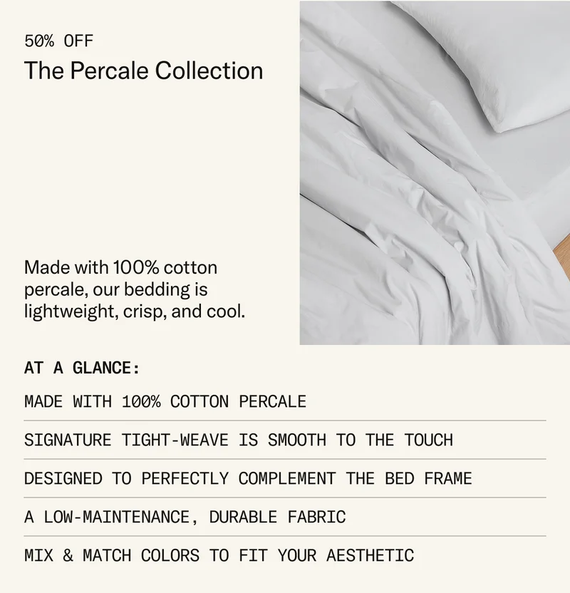 Save on our 100% cotton Percale bedding.