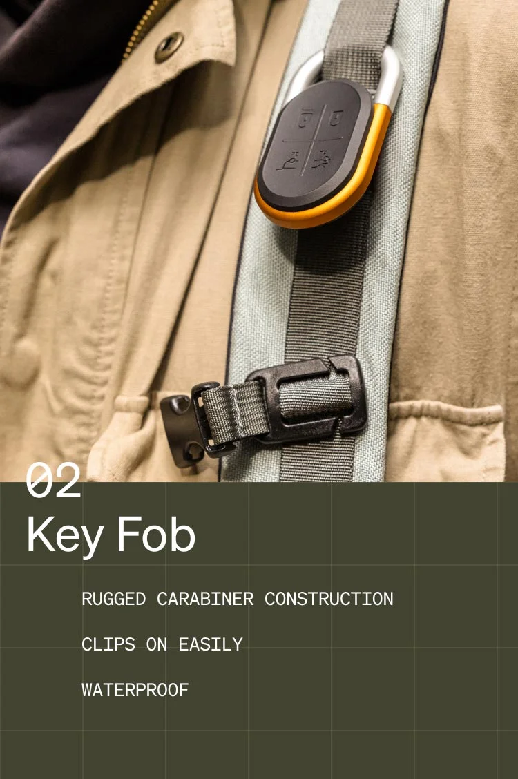 02: Key Fob - RUGGED CARABINER CONSTRUCTION - CLIPS ON EASILY - WATERPROOF