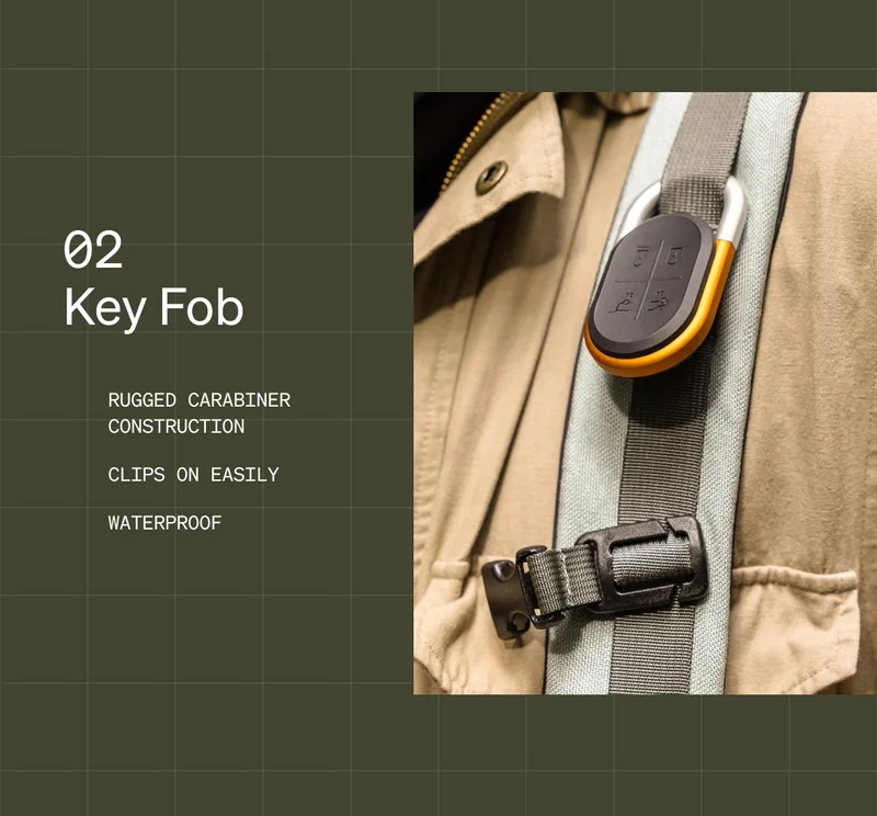 02: Key Fob - RUGGED CARABINER CONSTRUCTION - CLIPS ON EASILY - WATERPROOF