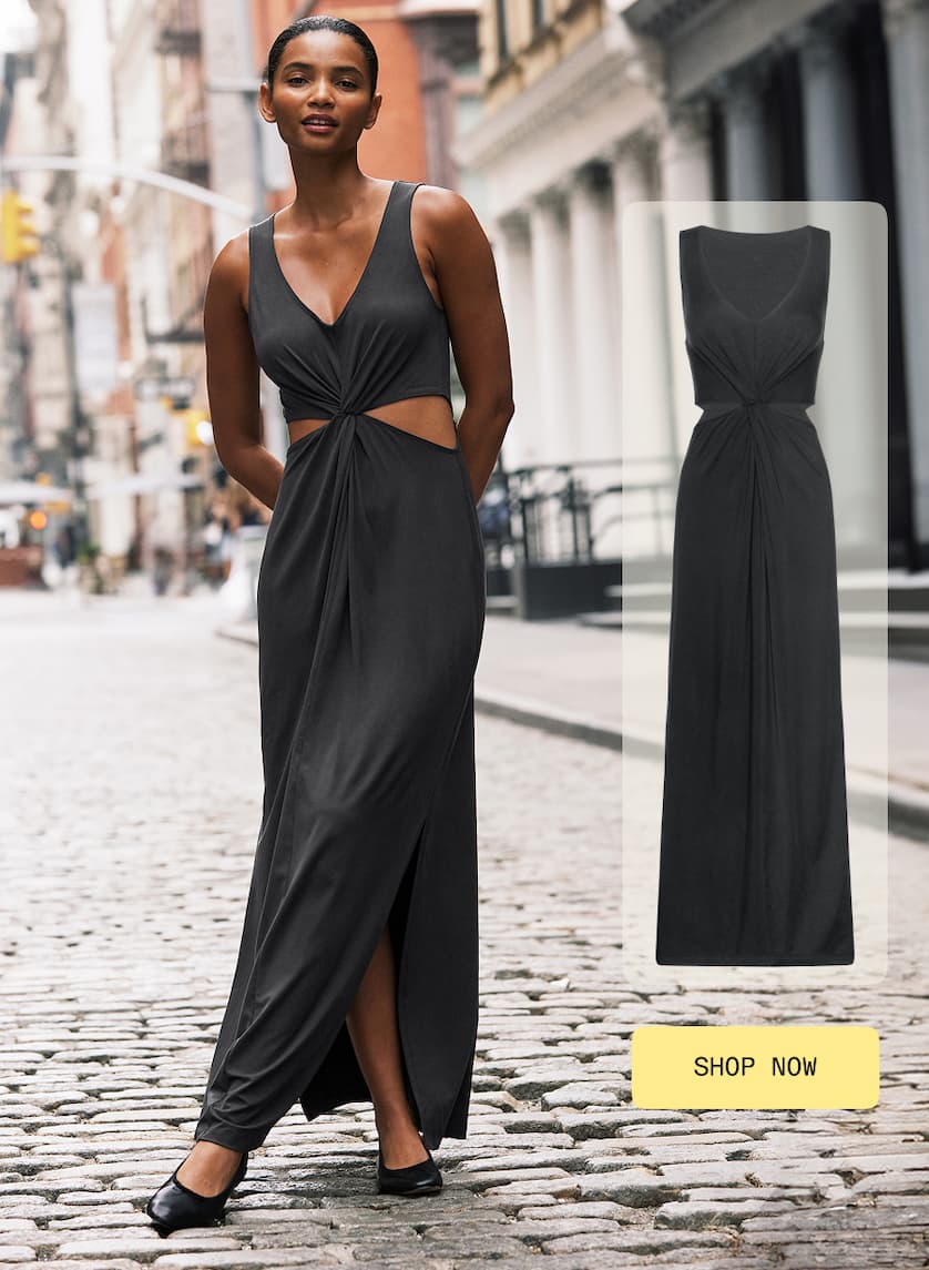 Maxi Around The World Front Twist Dress in Black