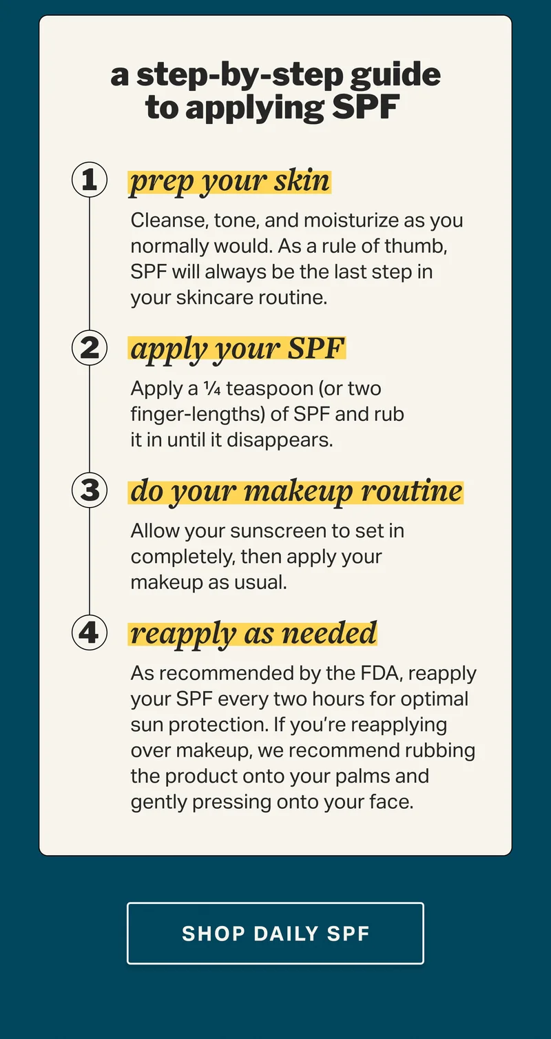 a step-by-step guide to applying SPF