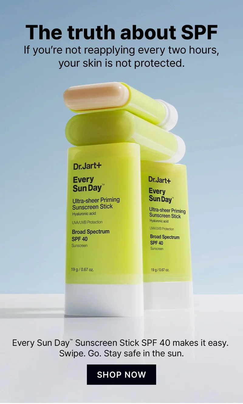 The truth&nbsp;about SPF | If you’re not you reapplying every two hours, your skin is not protected. | Every Sun Day™ Sunscreen Stick SPF 40 makes it easy. Swipe. Go. Stay safe in the sun. | SHOP NOW