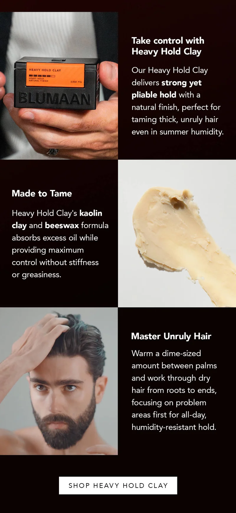How Heavy Hold Clay tames thick, unruly hair