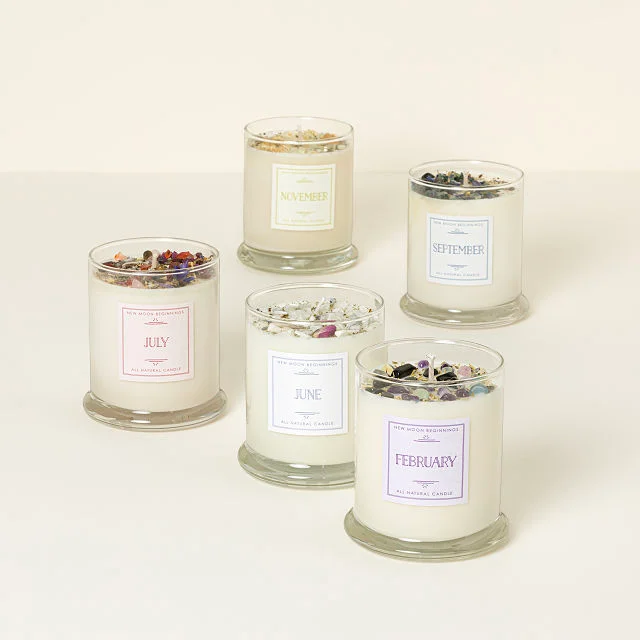 Birth Month Gemstone & Flower Candle