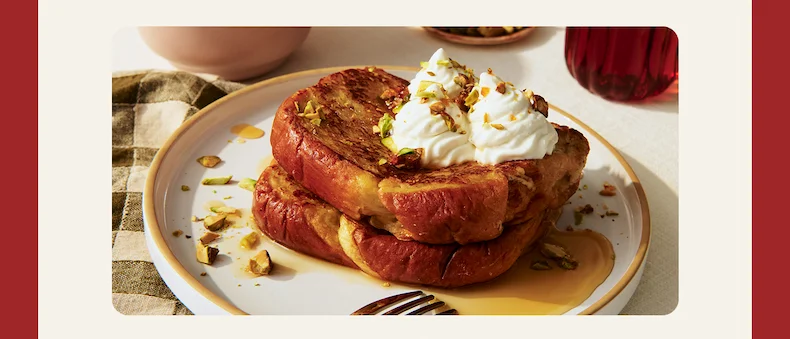 Image of Eggnog French Toast with Pistachio Brittle