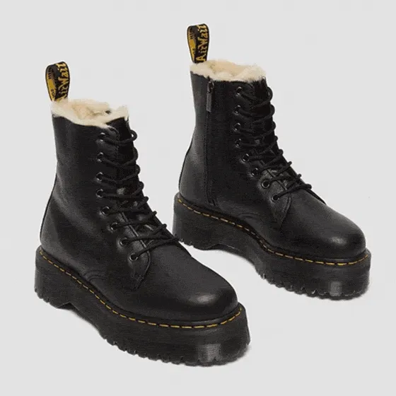 JADON BOOT LEATHER FAUX FUR LINED PLATFORMS