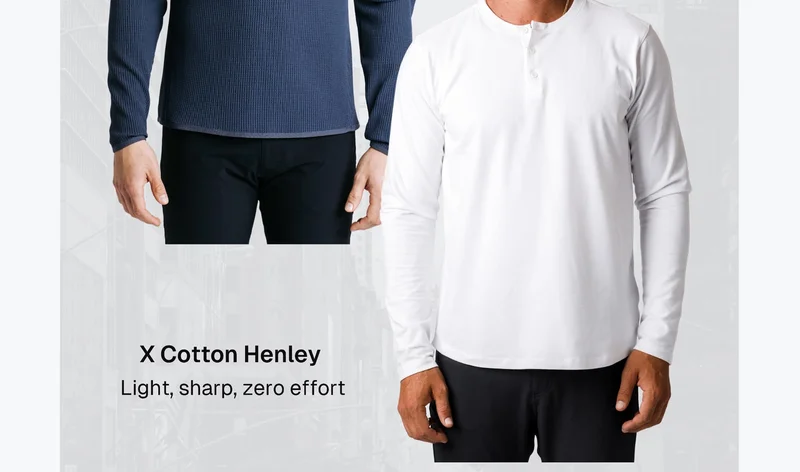 X Cotton Henley – Breathable structure that still shows up