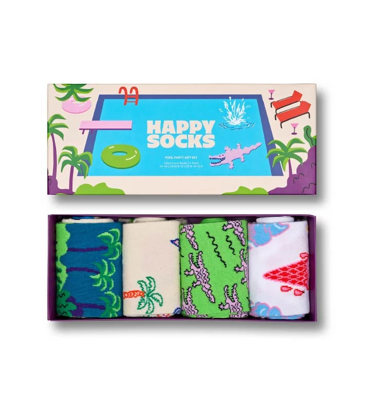 4-Pack Pool Party Sock Gift Sest