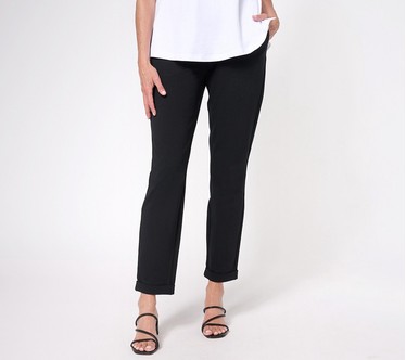 Susan Graver Weekend Premium Stretch Regular Slim-Leg Cuffed Ankle Pants