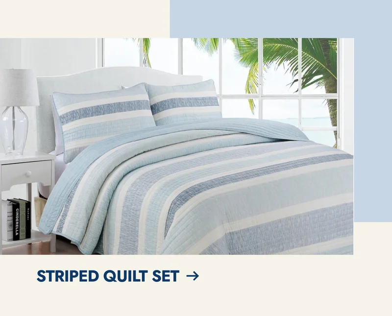 Estate Collection Delray Striped Quilt Set