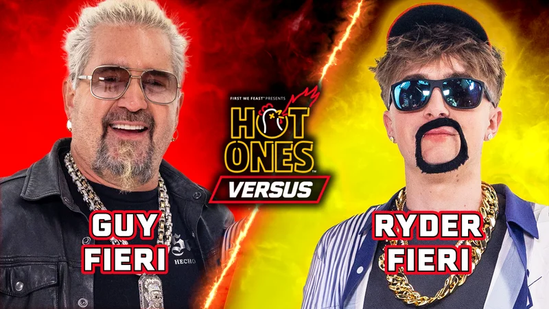 Guy Fieri and Ryder Fieri on Hot Ones.