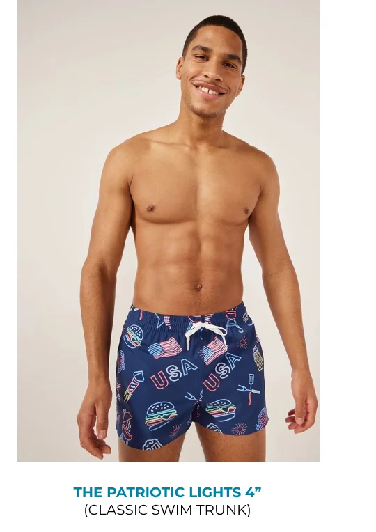 Classic Swim Trunk: The Patriotic Lights 4"