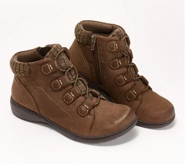 Clarks Collection Leather & Knit Ankle Boots- Carleigh Jade
