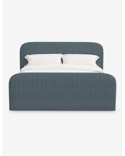 Nabiha Bed With Footboard - Blue Tonal Stripe / Full