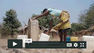 Gif of video clips from Malawi. A girl collecting water from a piped system. A woman standing next to a clothesline. A boy washing his hands at a piped system.