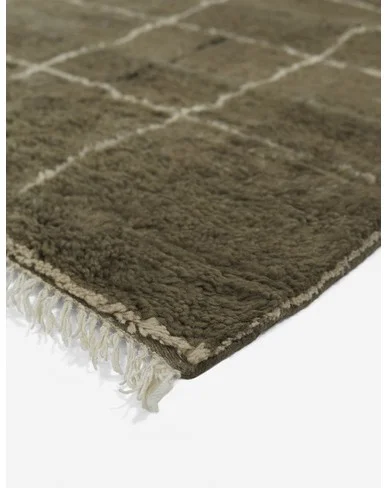 Irregular Grid Hand-Knotted Wool Rug Swatch 18" x 18" by SSS Khaki