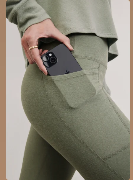 Spacedye Out Of Pocket High Waisted Midi Legging in Grey Sage Heather