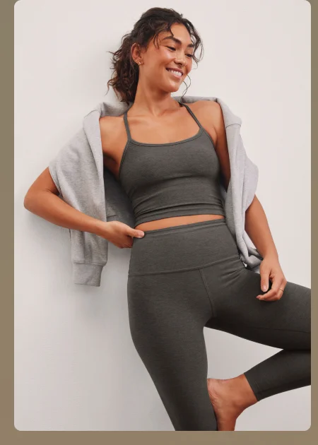 Spacedye Caught In The Midi High Waisted Legging in True Gray Heather