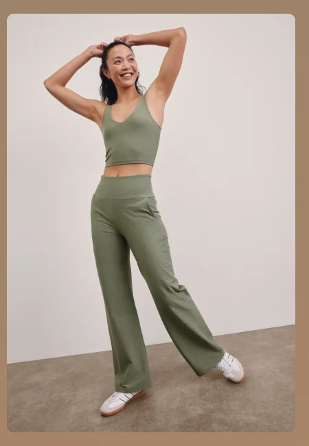 Spacedye Laid Back Wide Leg 31" Pant in Grey Sage Heather