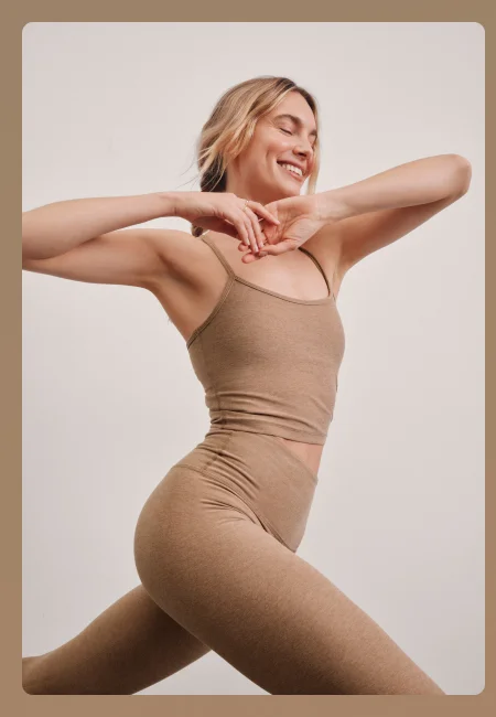 Spacedye Slim Racerback Cropped Tank in Desert Sand Heather