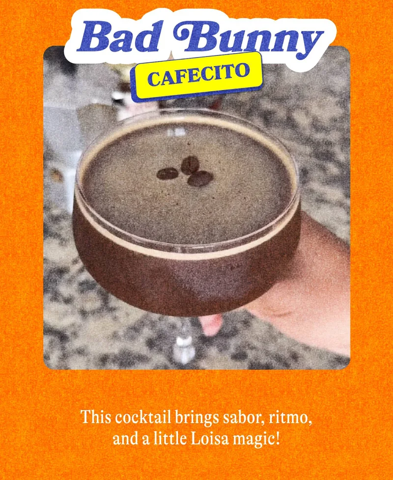 Bad Bunny Cafecito Catching the Bad Bunny tour? This cocktail brings sabor, ritmo, and a little Loisa magic!