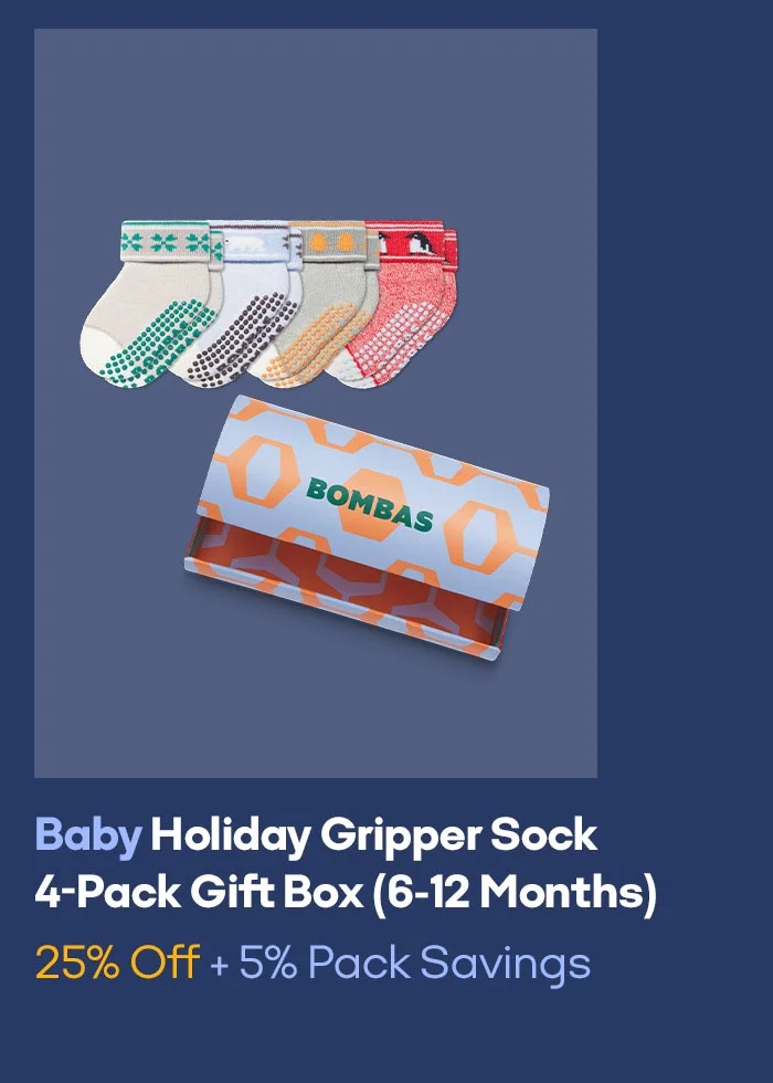 Baby Holiday Gripper Sock 4-Pack Gift Box (6-12 Months) 25% Off + 5% Pack Savings