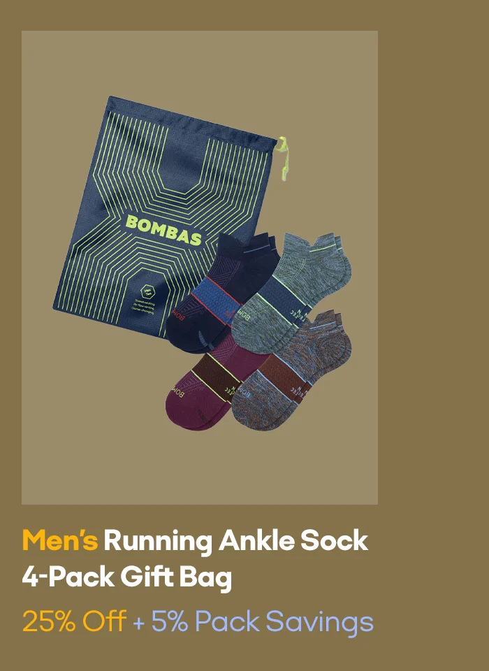 Men's Running Ankle Sock 4-Pack Gift Bag 25% Off + 5% Pack Savings