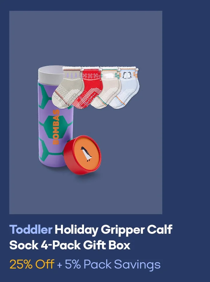Toddler Holiday Gripper Calf Sock 4-Pack Gift Box 25% Off + 5% Pack Savings