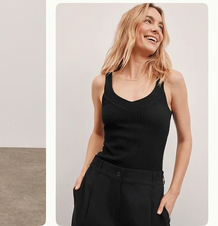 Impulse Ribbed Classic Tank in Black