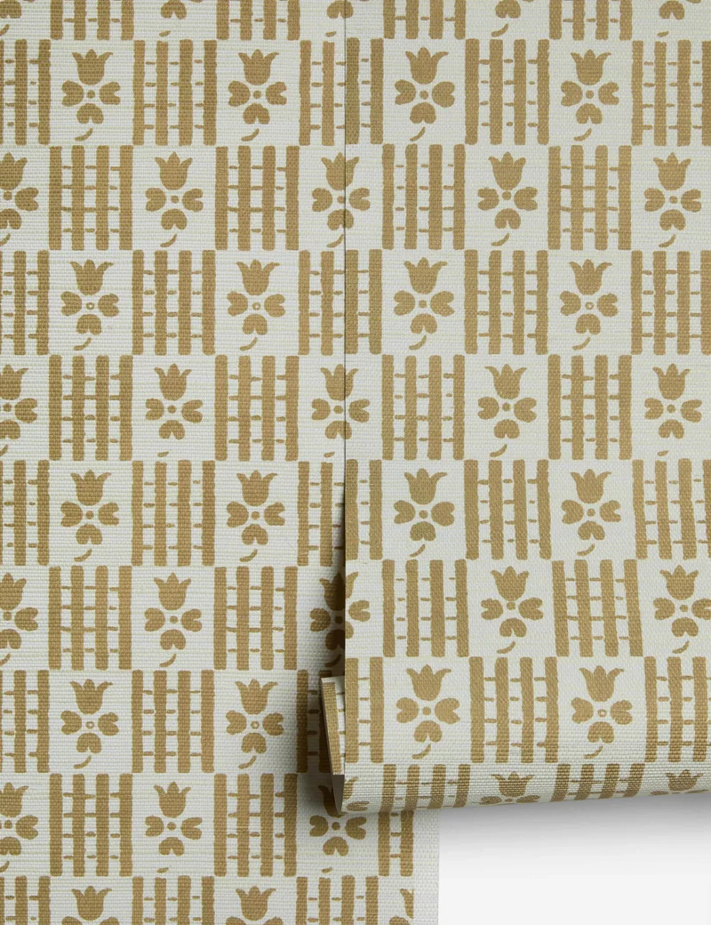 Image of Hedra Grasscloth Wallpaper, Ochre