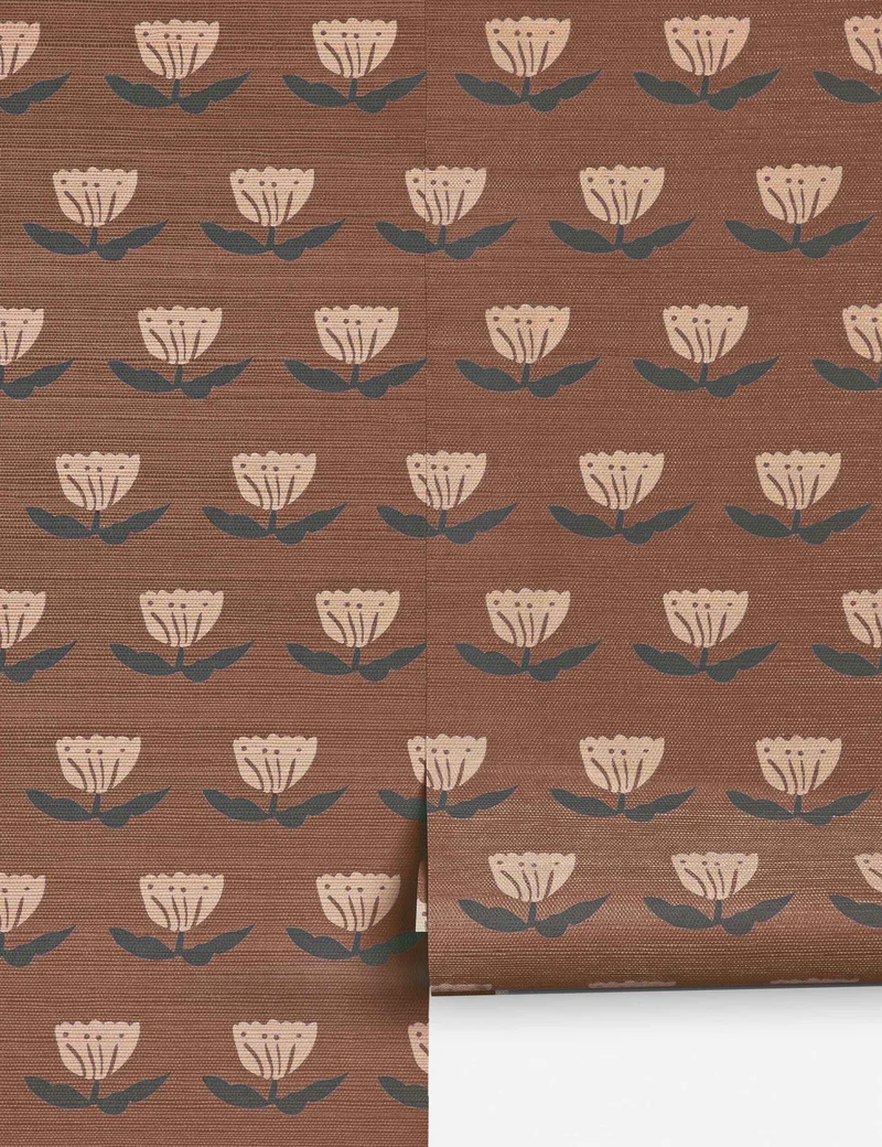Image of Janna Grasscloth Wallpaper by Sarah Sherman Samuel, Brown
