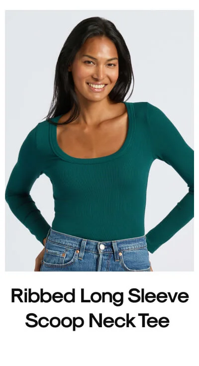 Ribbed Long Sleeve Scoop Neck Tee