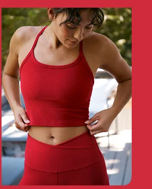 Spacedye Slim Racerback Cropped Tank in Holly Red Heather