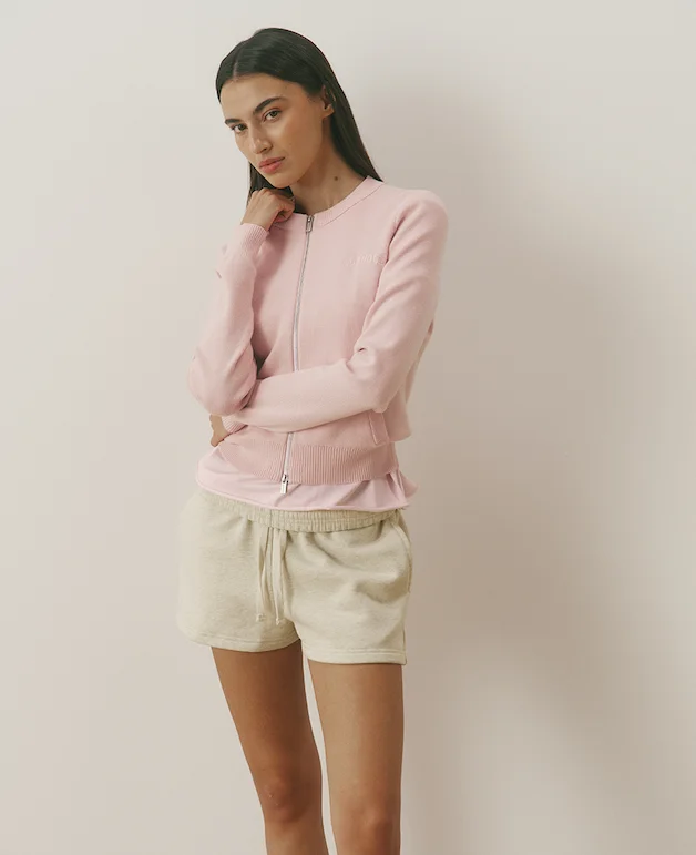 Varsity Knit Zip Through Cardigan